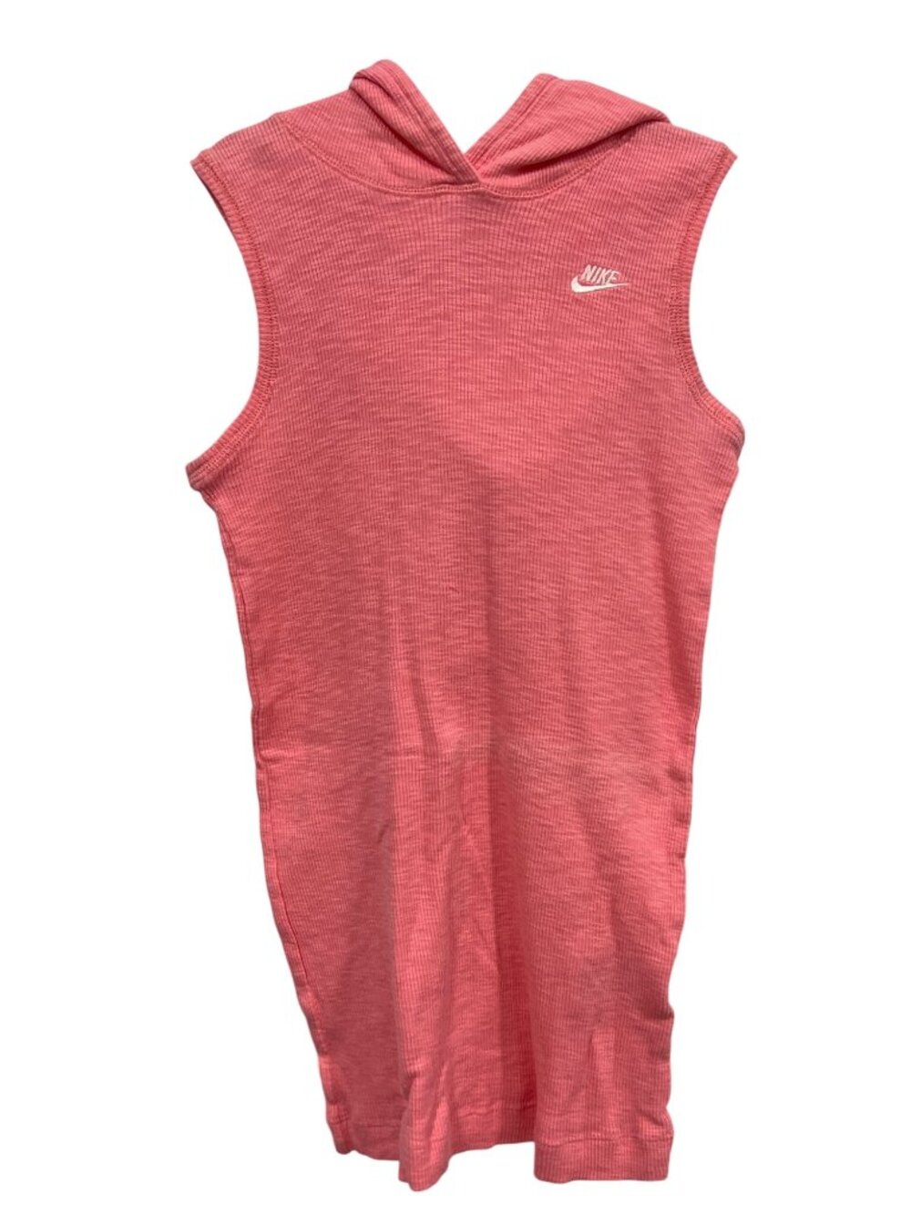 Nike Hooded Tank Top Large Sleeveless Ribbed Knit Pink Athleisure Running Gym